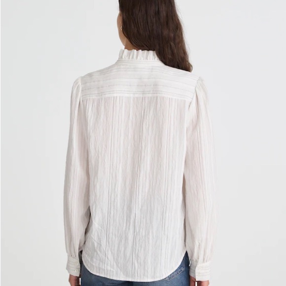 NWT Madewell Ruffled Button-Up Top White Women’s Large - Picture 3 of 12